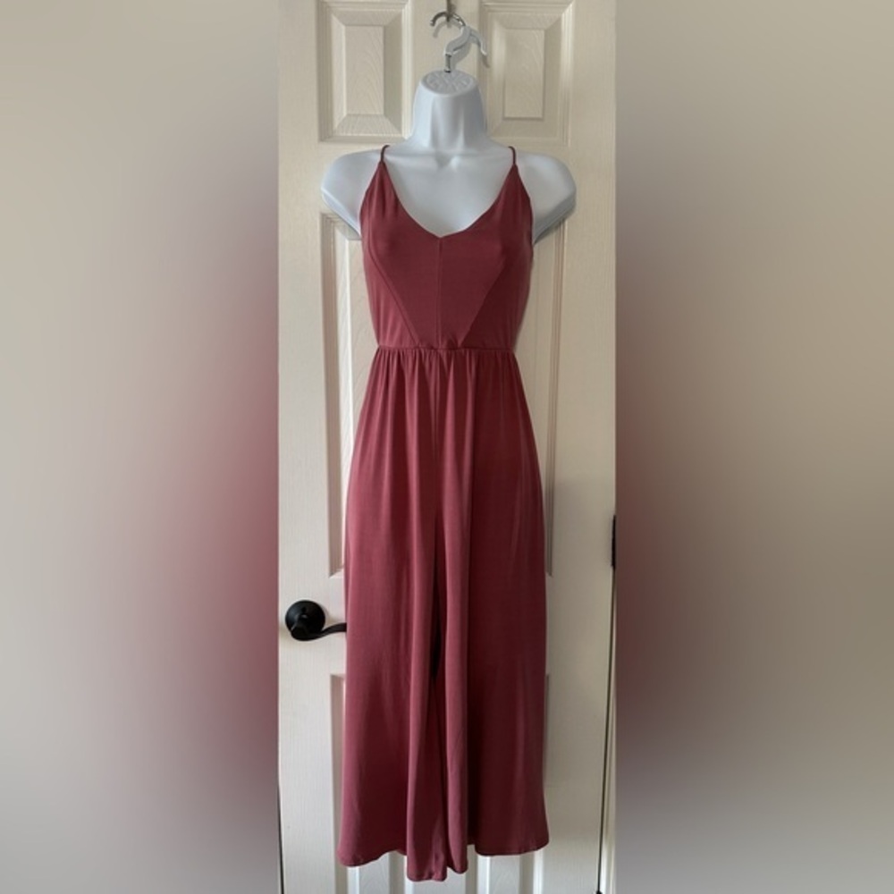 Sienna Sky Mauve Wide-Leg Jumpsuit with Built-In Shorts – Size Small